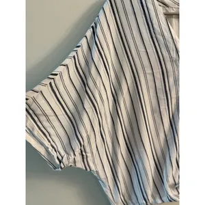 Sim And Sam Womens‎ White Blue Striped 100% Rayon Size Medium thumbnail 2
