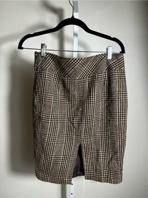 P191. The Limited Plaid Wool Blend Pencil Skirt - Brown & Black thumbnail 5