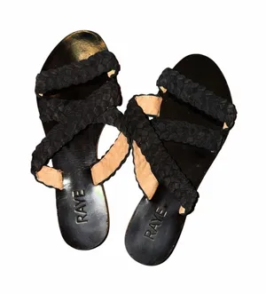 RAYE Black Suede Braided Slide Sandals Size 38.5 thumbnail 1