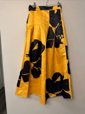 Amazon Yellow and Black Floral Maxi Skirt thumbnail 3