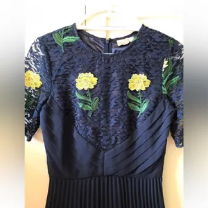 🌺👗$125 ASOS Navy Embroidered Lace Dress XS 2 4 Wedding Prom Holiday Occasion thumbnail 5