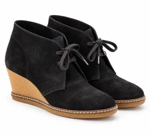 J.Crew Black Suede Lace Up Wedge Ankle Booties Size 7.5 thumbnail 1