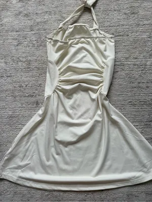 SHEIN White Halter Ruched Side Mini Dress (Size XS) thumbnail 4