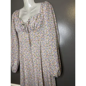 ASTR The Label Dress Womens Medium Blue Floral Cutout Maxi Long Sleeve Boho thumbnail 5
