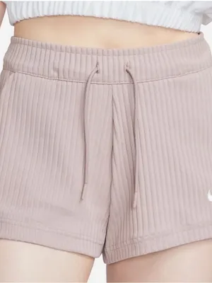 Nike High Waisted Ribbed Jersey Shorts- Diffused Taupe thumbnail 5
