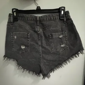 SheIn black washed jean shorts thumbnail 3