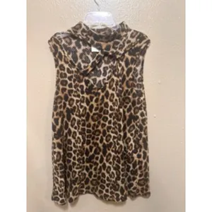 Leopard Print Sleeveless Mock Neck Top Animal Print Tank Blouse Size Medium‎ thumbnail 2