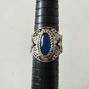 Silver Blue Stone Ring 8.5 thumbnail 2