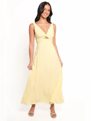 NWT Petal & Pup Archer Sleeveless Fit & Flare Midi Dress Butter Yellow Small thumbnail 3