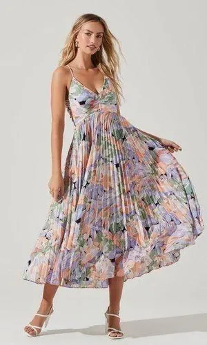 ASTR the label BLYTHE FLORAL PLISSE MIDI DRESS thumbnail 1