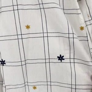 Madewell Embroidered Windowpane Square-Neck Button-Down Top‎ White White Wash XS thumbnail 12