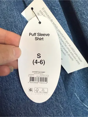 Scoop 3/4 Puff Sleeve Medium Wash Denim Shirt Small NWT thumbnail 8
