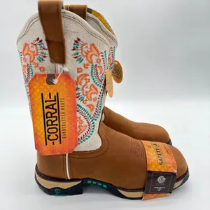 Corral Embroidery Hydro Resist Polycarbonate Security Western Safety Toe Boots 7 thumbnail 1