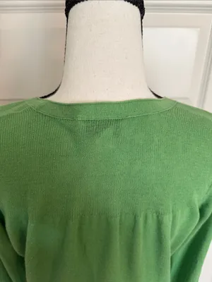 Loft| Green Scoop Neck Lightweight Long Sleeve Sweater with ribbed accents thumbnail 9