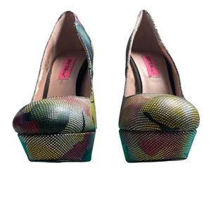 Betsey Johnson Ditan Floral Leather Platform‎ Stiletto Corset Pumps Size 7.5M thumbnail 7