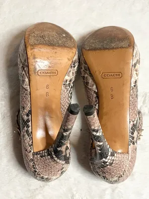 Coach Snake Print Peep Toe Mary Jane High Heels Size 6 Shawna Python Animal thumbnail 13