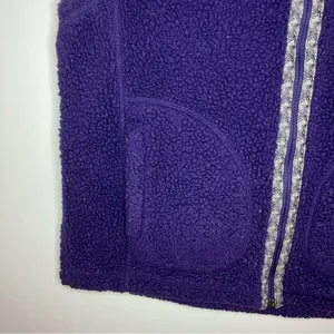 LL Bean Purple Sherpa Vest Embroidered Trim thumbnail 3
