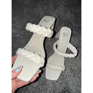 Dolce Vita Sandals Womens Size 10 Ivory Braided Slide Square Toe Block thumbnail 5