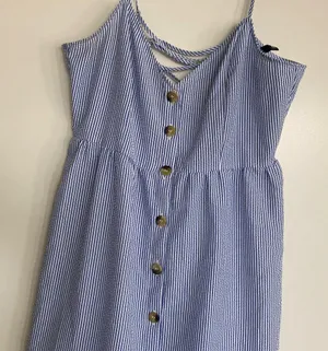 H&M button front midi dress striped blue white coastal sundress 10 large thumbnail 8