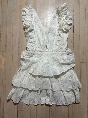 Love‎ The Label White Eyelet Ruffle Tiered Mini Dress thumbnail 1