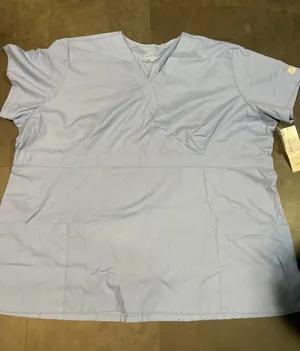Butter-Soft Light Blue‎ Scrub Top Medical Uniform Nursing Workwear B-202 thumbnail 1