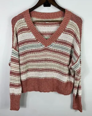 American Eagle Crochet Knit Sweater Womens XS Oversized Earthy Boho 90s Layering thumbnail 1