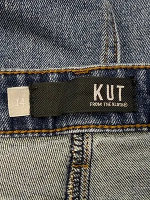 Kut from the Kloth Hannah Denim Distressed Frayed Hem Mini Jean Skirt 14 thumbnail 5