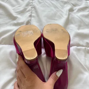 Vintage 90s Madrag Pink Architectural Wedge Sandals Sculpted Heel Mules Fuchsia thumbnail 11