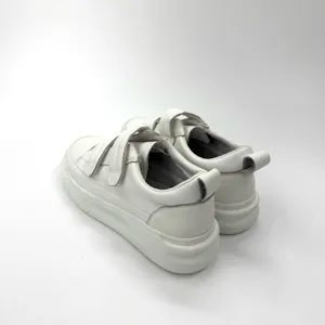 Low Top Velcro White Sneakers Split Cow Leather Sneakers Flat Trainers Flat Shoe thumbnail 8
