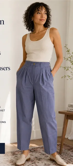 Vintage Christian Dior Actifs 80s High Rise Pleated Cotton Pants Size 10 thumbnail 1