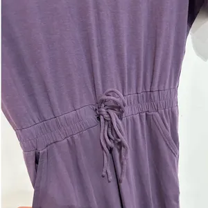 Pact Revive Organic Cotton V-Neck Short Sleeve Drawstring Jumpsuit Purple Small thumbnail 6