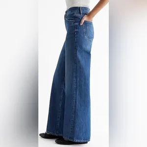 EXPRESS Design Studio Wide Leg Blue Jeans thumbnail 4