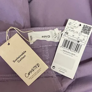 NEW MNG Mango Purple High Waisted Straight Leg Denim Jeans Trousers Pants Sz 14 thumbnail 4