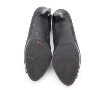 Kelly & Katie Pumps Womens 8.5 Peep Toe Black Shimmer Glitter Stiletto Good thumbnail 11