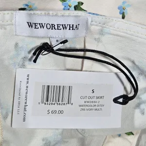 WeWoreWhat Cut Out Skirt Watercolor Ditsy Ivory Multi‎ Floral Mini WWDB94 Size S thumbnail 4