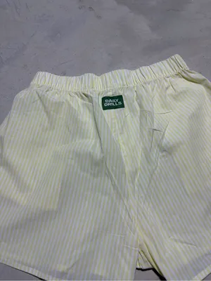 Daily drills Light Yellow Striped Women's cotton boxer Shorts M/L thumbnail 4