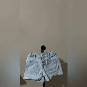 Old Navy Sky Blue High Waist Girls Button Up Shorts thumbnail 2