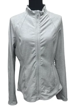 Yogalicious Lux Jacket Women's Size XL Lightweight Full‎ Zip Light Grey Workout thumbnail 1