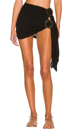 lovewave The Alissa Mini Skirt in Black Medium Womens Saron Wrap Coverup thumbnail 1