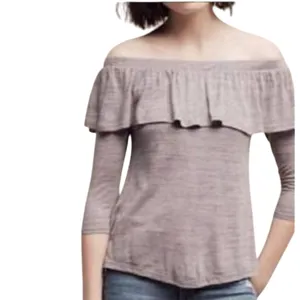 Anthropologie Dolan Charla Heather Off Shoulder Ruffled Neckline Top Med thumbnail 7