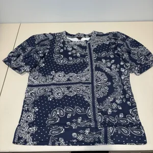 Ann Taylor Blue Bandana‎ 100% Cotton Top Balloon Sleeves Medium Casual thumbnail 3