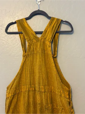 Rhea mustard yellow acid wash looking bohemian overalls size medium thumbnail 14