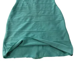 HERVE LEGER Seafoam Turquoise Bardot Blue Bandage Mini Dress thumbnail 8
