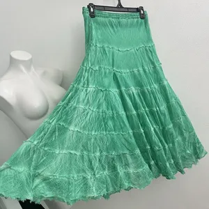 NEW METROWEAR Crinkle Madi tiered Skirt Green SMALL beach Boho Hippie Peasant thumbnail 3