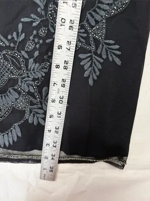 Abercrombie & Fitch size medium Black Tank Mini Dress Gray Embroidery bead y2k thumbnail 6