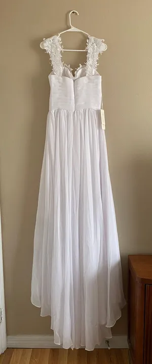 Mingda White Lace Floral Off The Shoulder Wedding Dress thumbnail 9