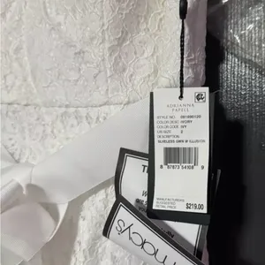Adrianna Papell V-Neck Long Bridal Dress NWT Size 2 Coquette Bow Lace thumbnail 6