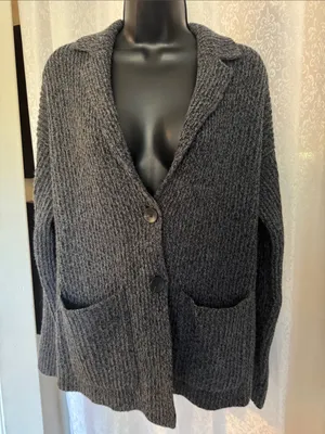 Nordstrom Dark Gray Ribbed Button-Front CardiganSz: S thumbnail 2