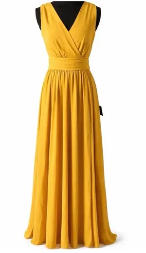 Lulu's Mustard Yellow Sleeveless V‑Neck Maxi Dress Size XS thumbnail 1