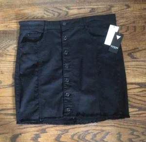 Guess Black Denim Mini Skirt-Sz Xl-Nwt thumbnail 1